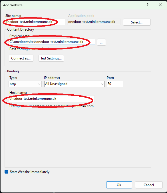 IIS Manager – nyt site